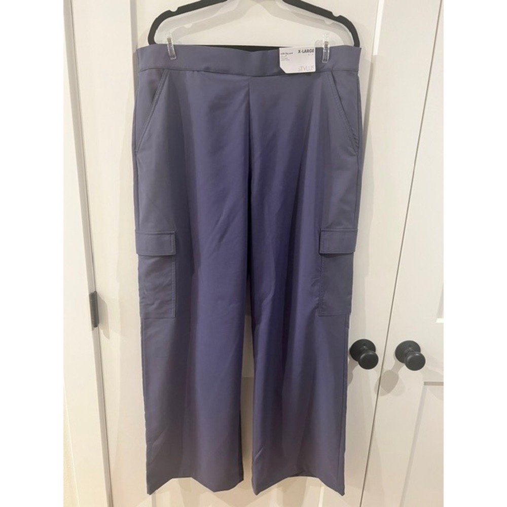 Stylus Womens Wide Leg Cargo Pants XL Blue Gray Quick Dry Stretch Moisture Wick